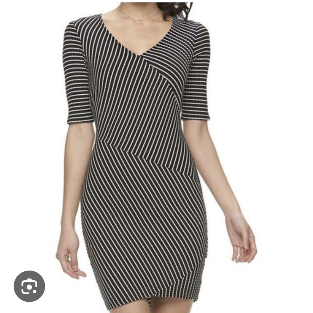 Candie's Monochrome Striped Mini Dress